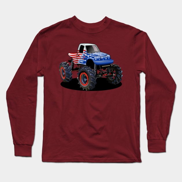Cartoon monster truck Long Sleeve T-Shirt by Mechanik